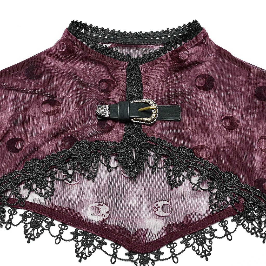OQ-834LQF Gothic Dress Victorian Burgundy Lace Long Sleeve Maxi Dress - Image 7