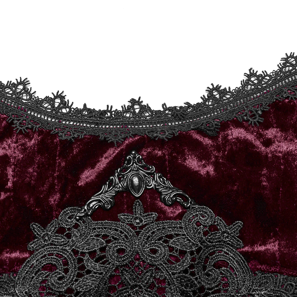 OQ-856LQF Luxury Gothic Dress Spaghetti Straps Velvet Long Black Gown - Image 18