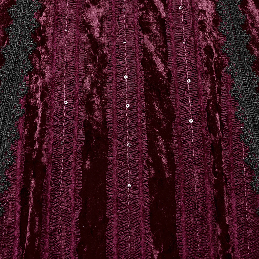 OQ-856LQF Luxury Gothic Dress Spaghetti Straps Velvet Long Black Gown - Image 19