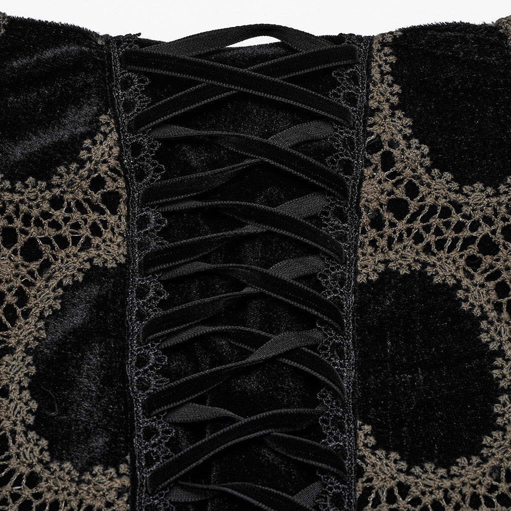 OQ-862BQF Gothic Lace Punk Skirt with Circle Pattern and Ruffled Hem - Image 26