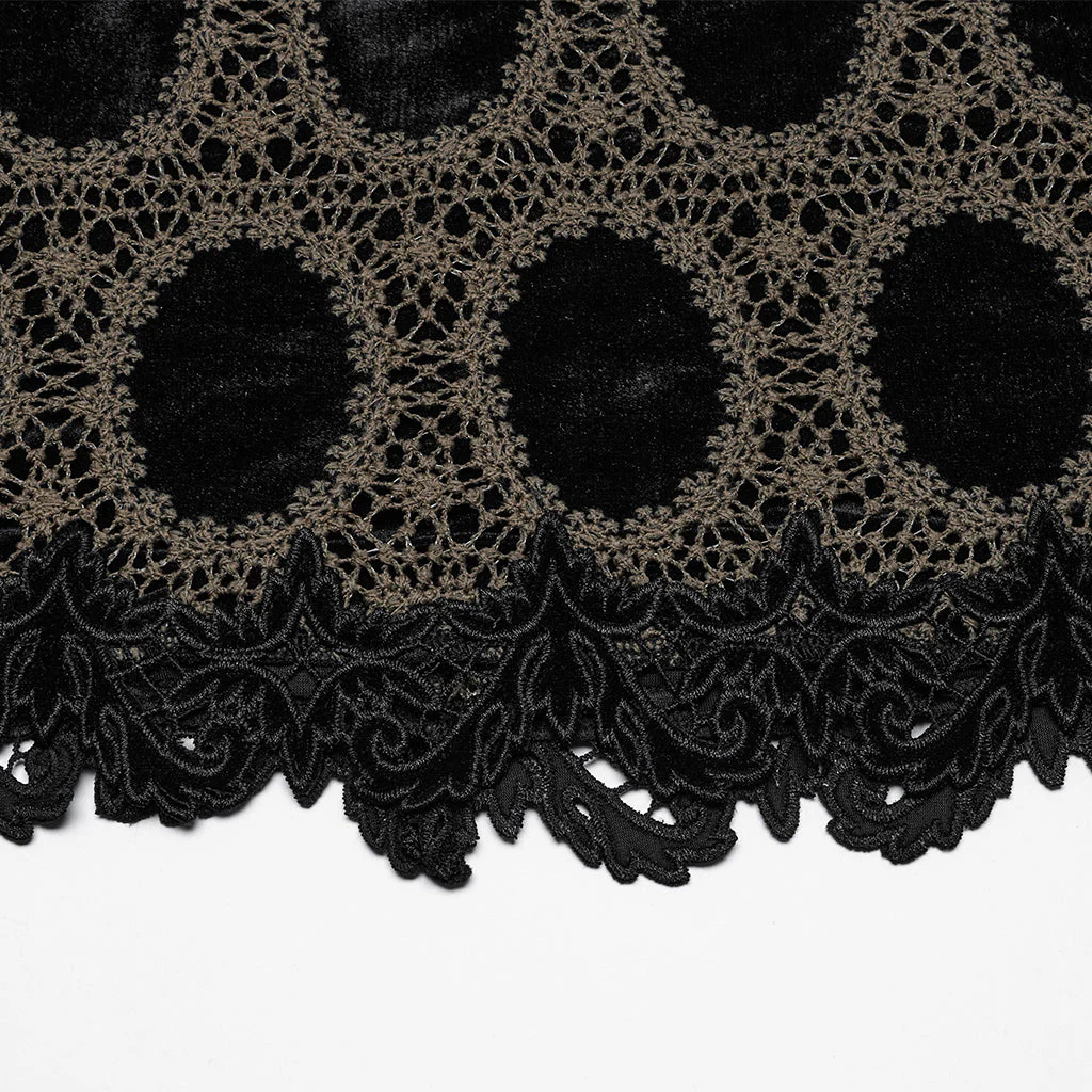 OQ-862BQF Gothic Lace Punk Skirt with Circle Pattern and Ruffled Hem - Image 28
