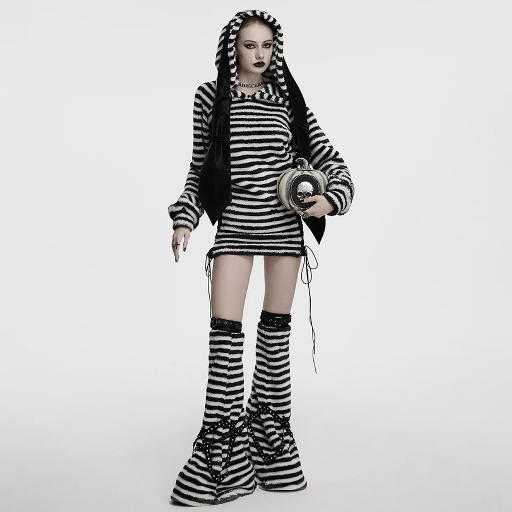 OQ-901LQF Striped Fuzzy Punk Sweater Long Sleeve Bold Pattern Design - Image 5