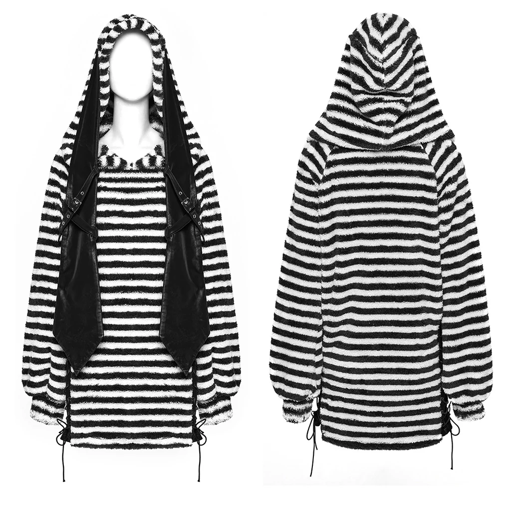 OQ-901LQF Striped Fuzzy Punk Sweater Long Sleeve Bold Pattern Design - Image 6