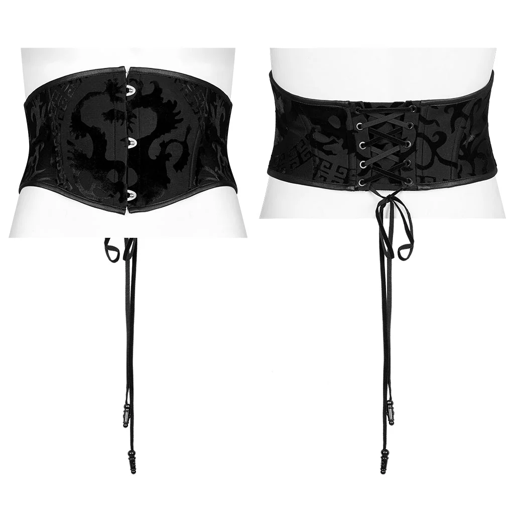 OS-002YDF Dragon Embossed Lace-Up Punk Corset Waist Cincher Belt - Image 11