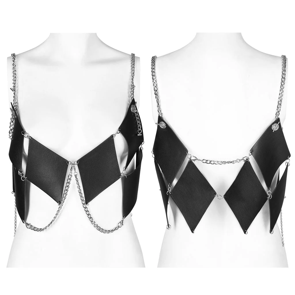 OS-005BXF Edgy Chain Strap Diamond Cutout Punk Vest Top - Image 10