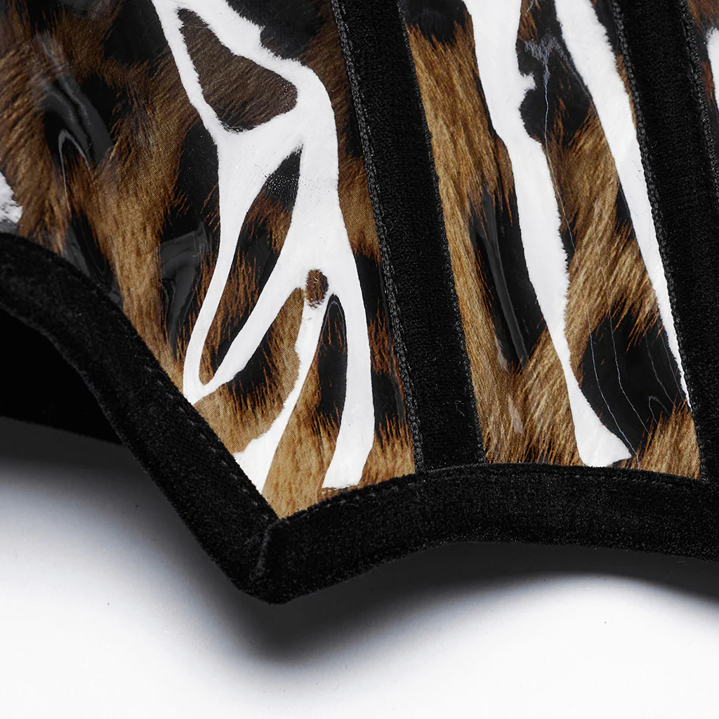 OS-697YDF Gothic Corset Leopard Print Glossy Lace-Up Waist Cincher - Image 10
