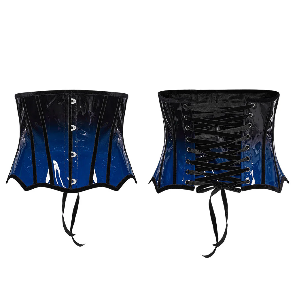 OS-697YDF Gothic Corset Leopard Print Glossy Lace-Up Waist Cincher - Image 51