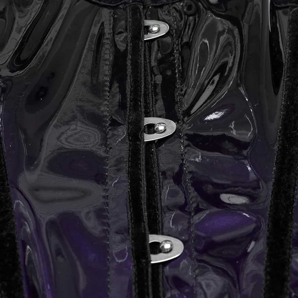 OS-697YDF Gothic Corset Leopard Print Glossy Lace-Up Waist Cincher - Image 67