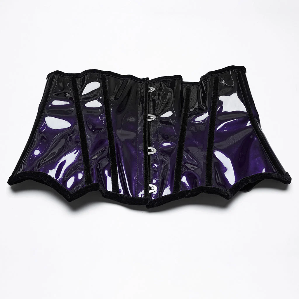 OS-697YDF Gothic Corset Leopard Print Glossy Lace-Up Waist Cincher - Image 70