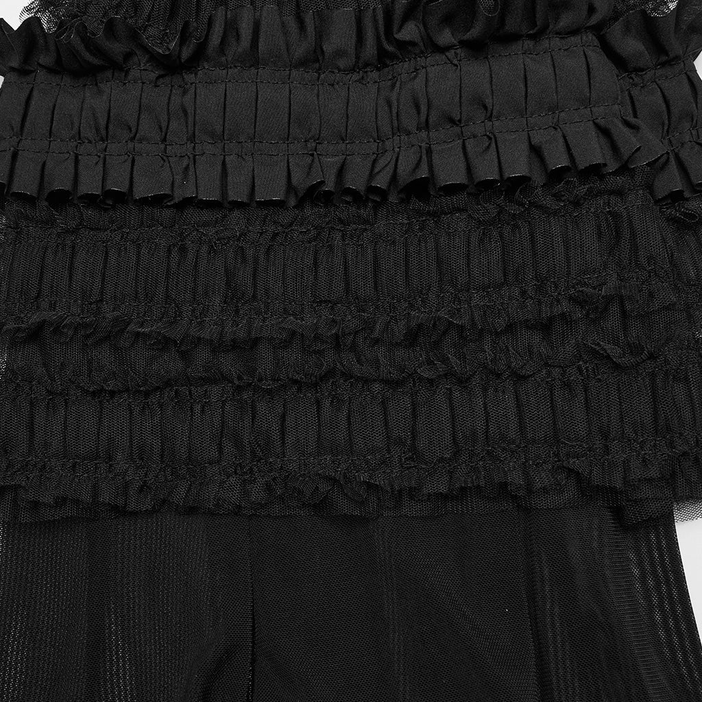 OS-706JTF Gothic Accessories Black Lace Ruffle Leg Warmer Tiered Skirt Set - Image 20
