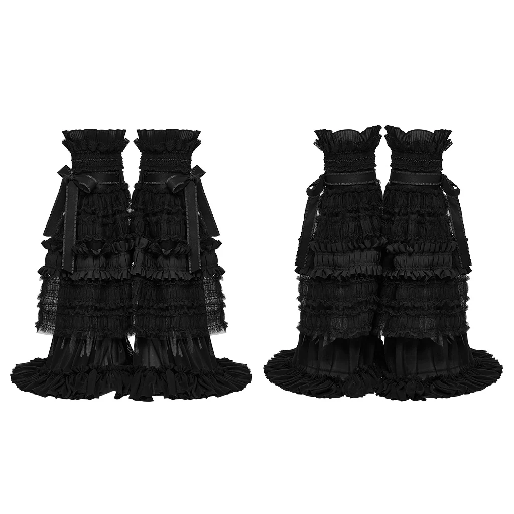 OS-706JTF Gothic Accessories Black Lace Ruffle Leg Warmer Tiered Skirt Set - Image 6