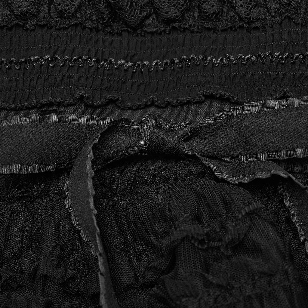 OS-706JTF Gothic Accessories Black Lace Ruffle Leg Warmer Tiered Skirt Set - Image 8