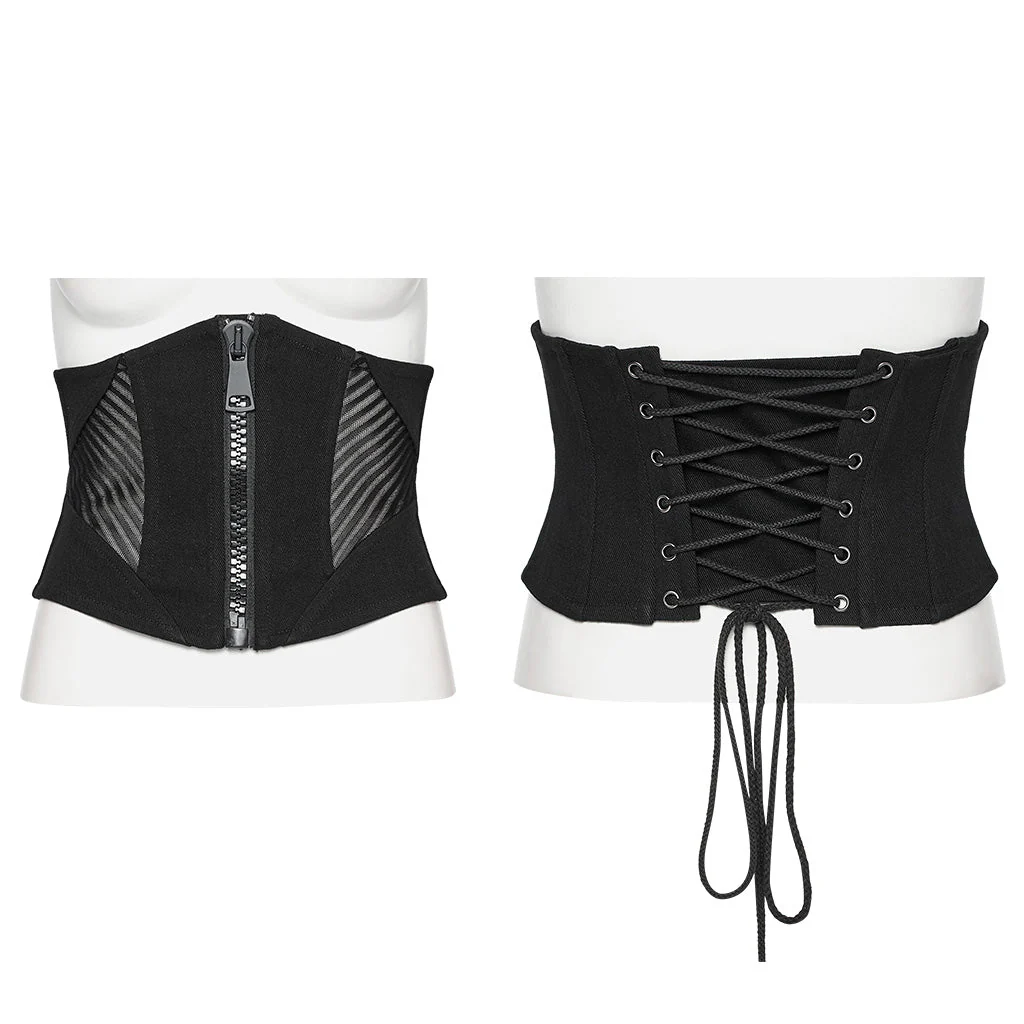 OS-709YDF Punk Corset Zipper Front Lace-Up Back Waist Cincher - Image 11