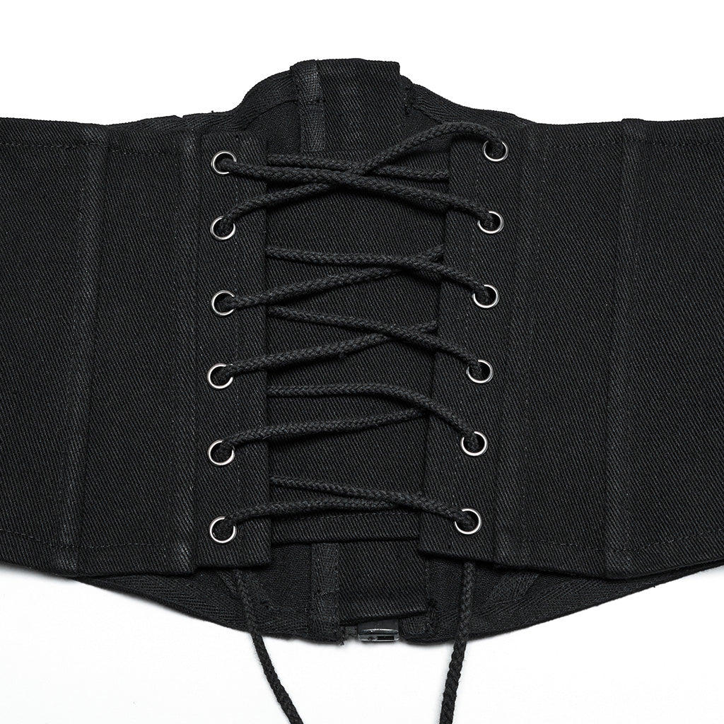 OS-709YDF Punk Corset Zipper Front Lace-Up Back Waist Cincher - Image 19