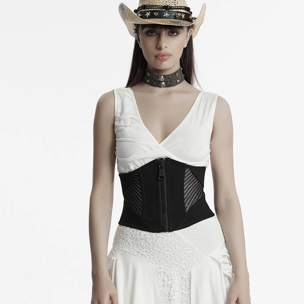 OS-709YDF Punk Corset Zipper Front Lace-Up Back Waist Cincher - Image 22