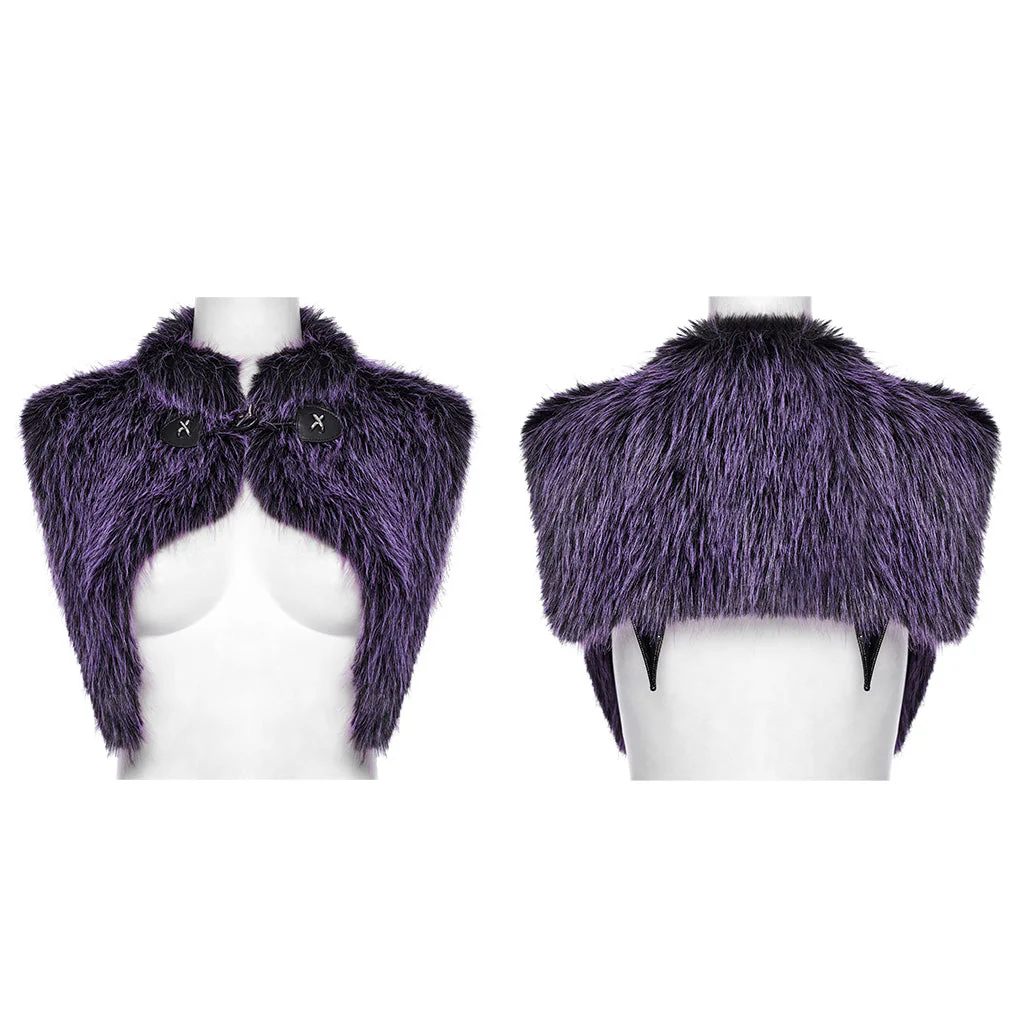 OS-749WJF Gothic Faux Fur Shoulder Cape Punk Accessories Purple Statement - Image 21
