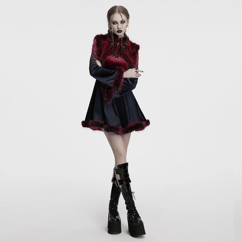 OS-749WJF Gothic Faux Fur Shoulder Cape Punk Accessories Purple Statement - Image 32