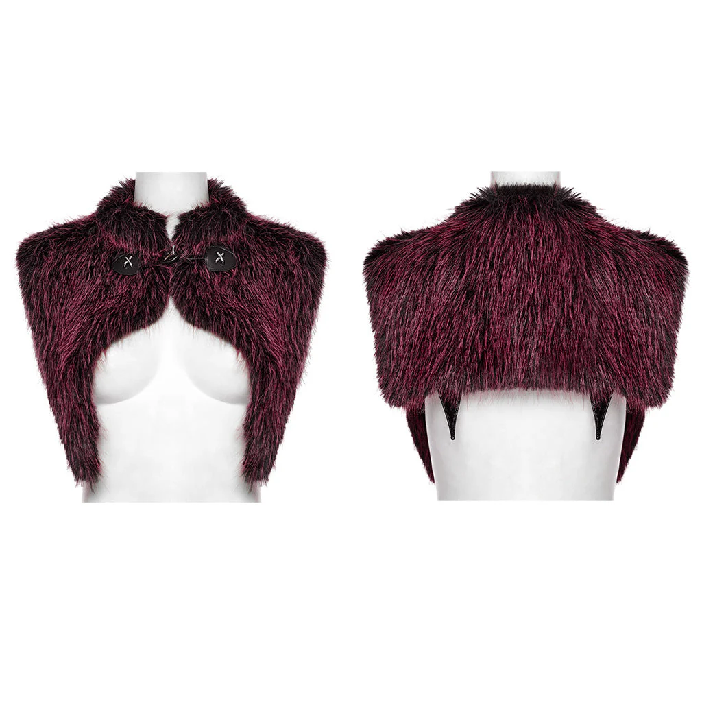 OS-749WJF Gothic Faux Fur Shoulder Cape Punk Accessories Purple Statement - Image 33