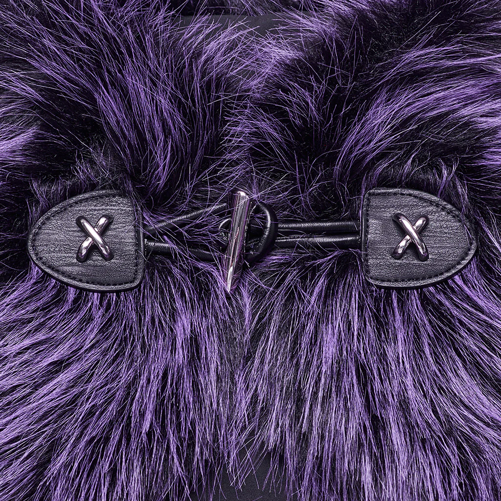 OS-749WJF Gothic Faux Fur Shoulder Cape Punk Accessories Purple Statement - Image 7