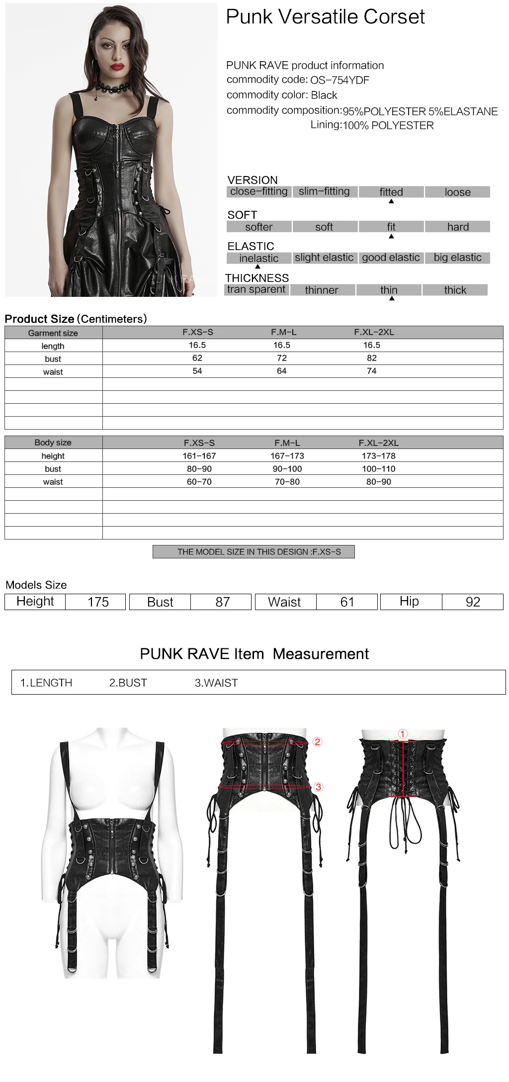 OS-754YDF Edgy Punk Corset with Straps and Buckles Gothic Style - Image 2