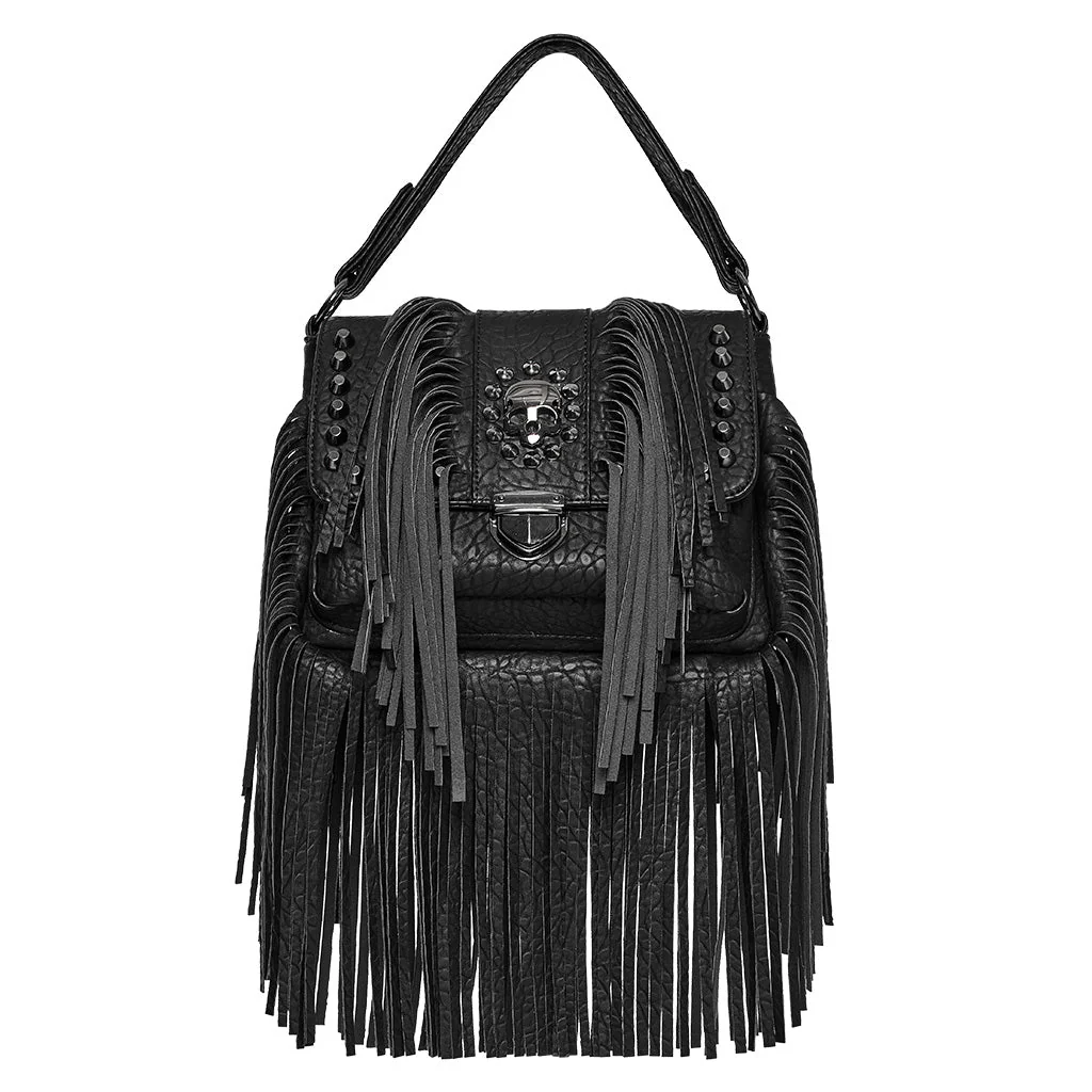OS-757BBF Fringe Studded Leather Punk Accessories Backpack with Handle - Image 20