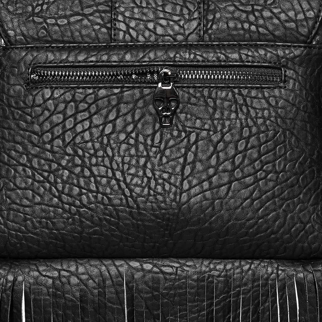 OS-757BBF Fringe Studded Leather Punk Accessories Backpack with Handle - Image 8