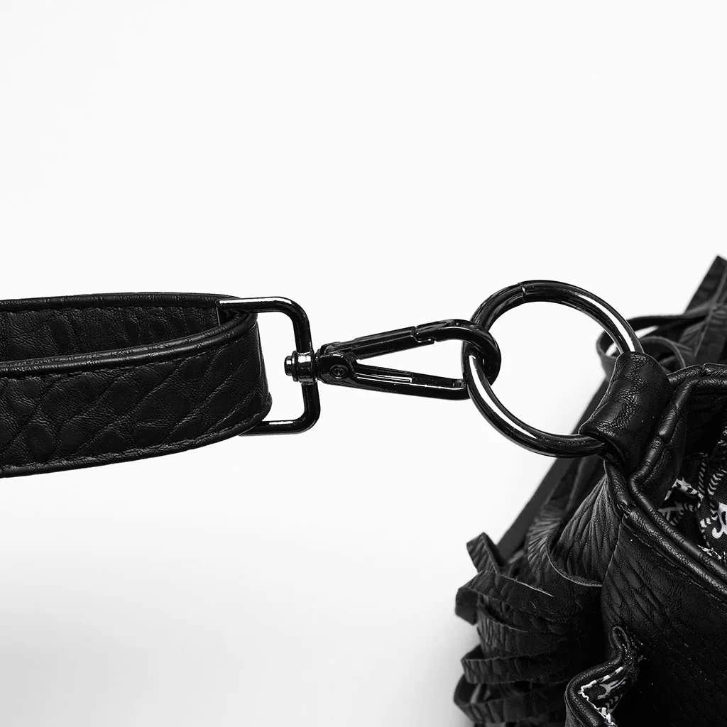 OS-757BBF Fringe Studded Leather Punk Accessories Backpack with Handle - Image 9