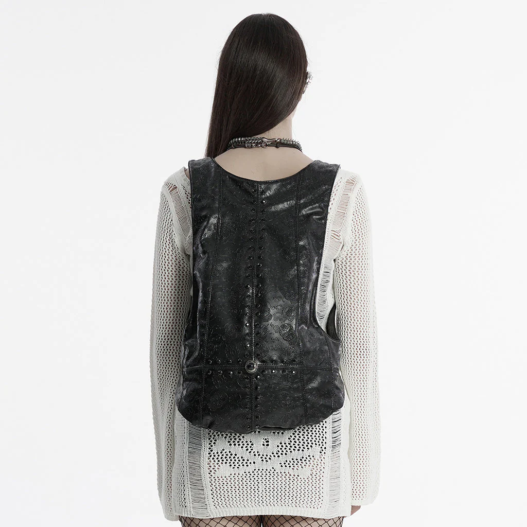 OS-758BB Gothic Accessories Leather Harness Vest Steampunk Waistcoat Unique Design - Image 13
