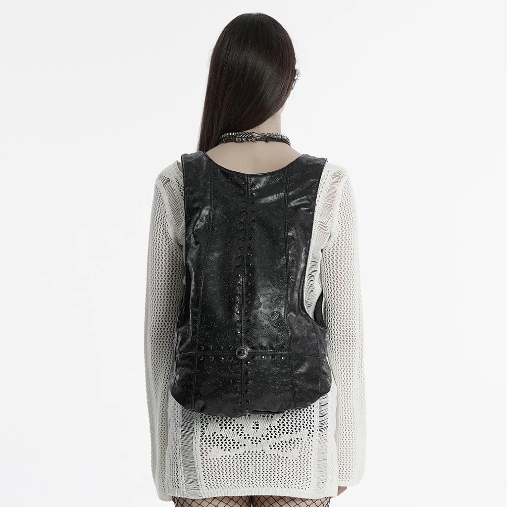 OS-758BB Gothic Accessories Leather Harness Vest Steampunk Waistcoat Unique Design - Image 3