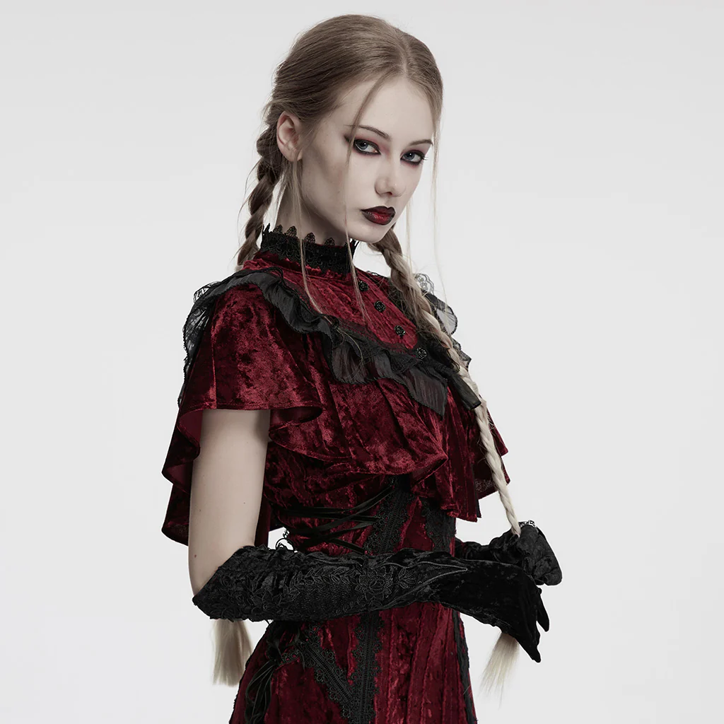 OS-763SSF Velvet Gothic Accessories Embroidered Elbow-Length Gloves - Image 15