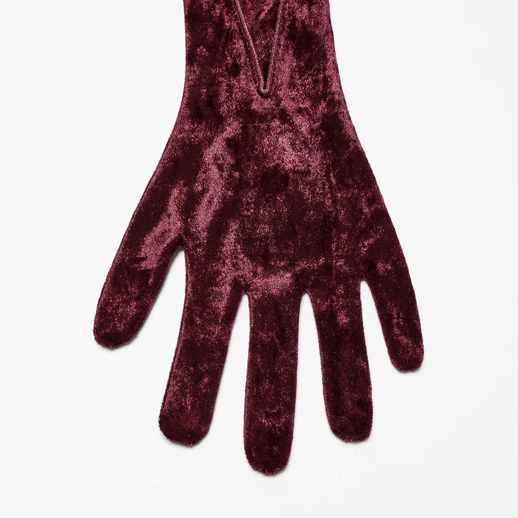 OS-763SSF Velvet Gothic Accessories Embroidered Elbow-Length Gloves - Image 8