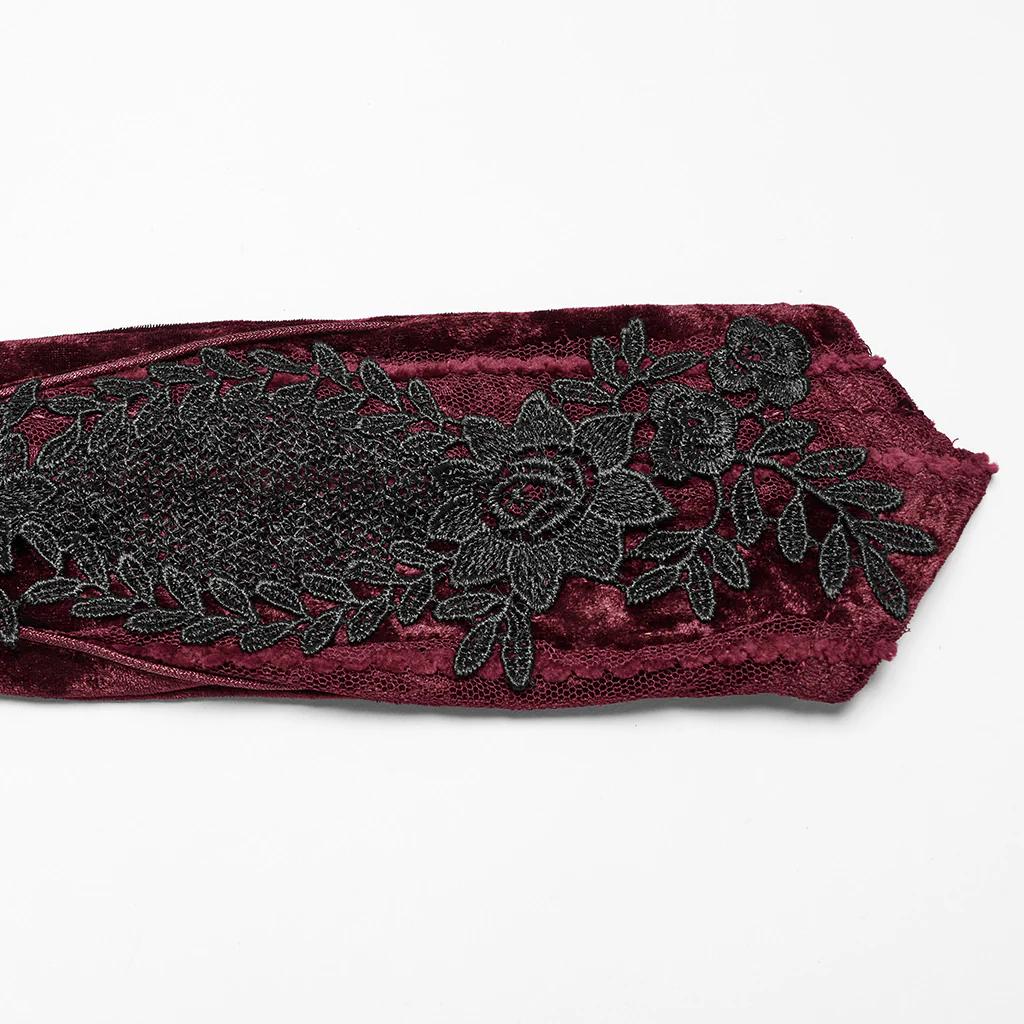 OS-763SSF Velvet Gothic Accessories Embroidered Elbow-Length Gloves - Image 9