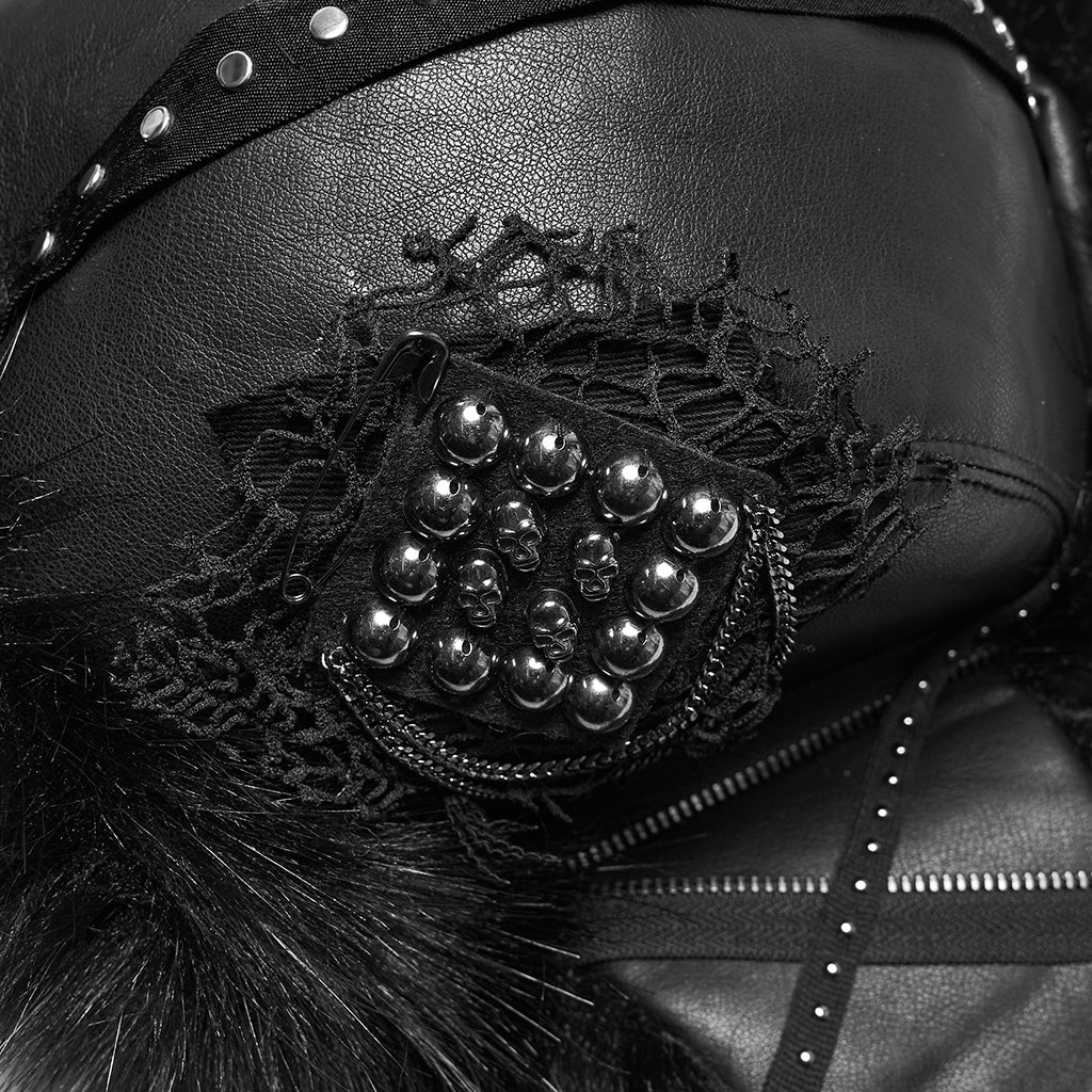 OS-817MZF Gothic Black Faux Fur Hat Punk Accessories Essential - Image 9