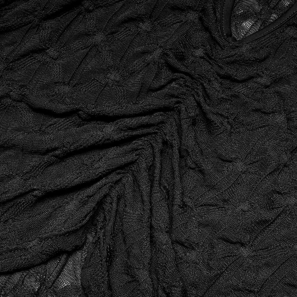 OT-007TDF Edgy Keyhole Cropped Punk T-Shirts with Textured Pattern Design - Image 17