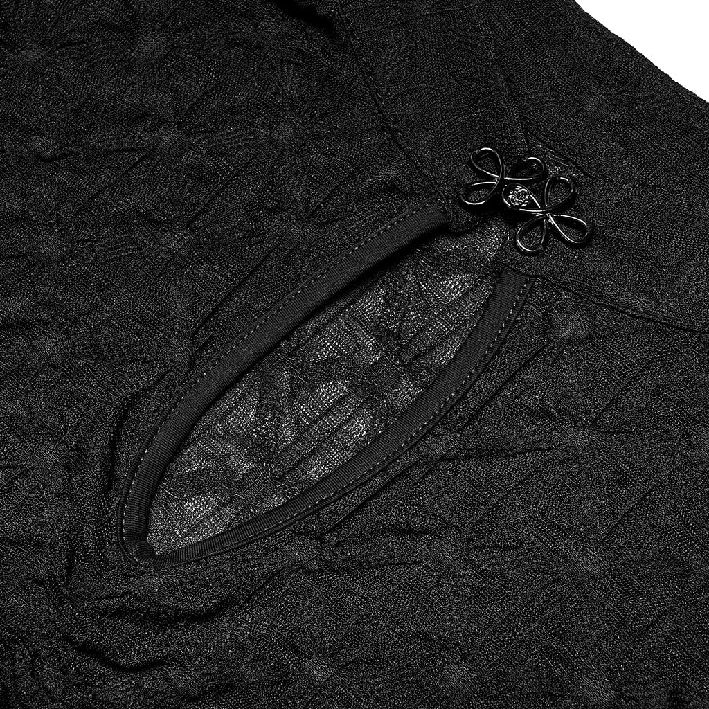 OT-007TDF Edgy Keyhole Cropped Punk T-Shirts with Textured Pattern Design - Image 25