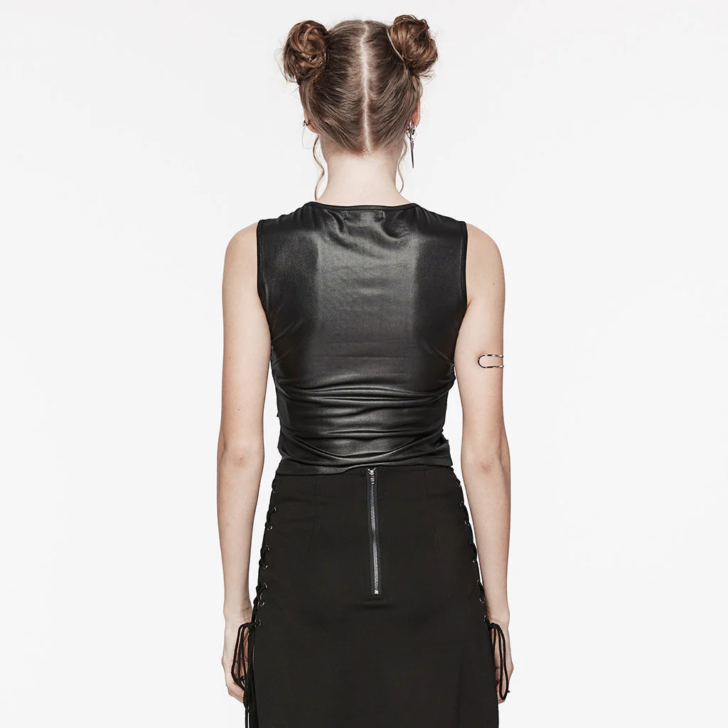 OT-846BXF Edgy Mesh Cutout Punk Shirts Gothic Sleeveless Top - Image 12