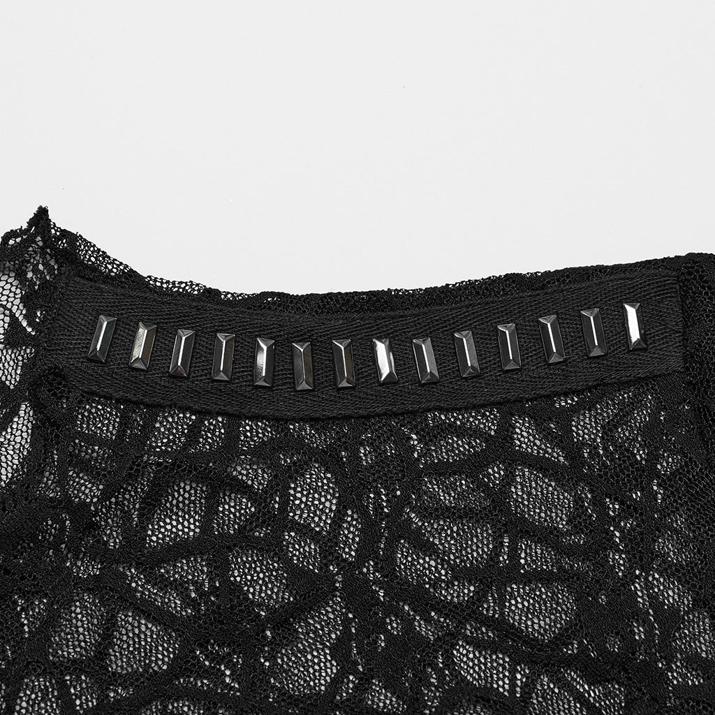 OT-864TDF Elegant Mesh Lace Punk T-Shirts with Gothic Floral Pattern - Image 25