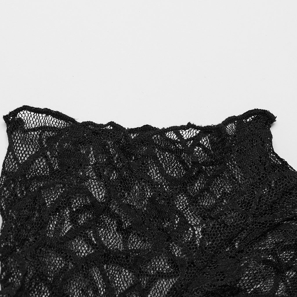OT-864TDF Elegant Mesh Lace Punk T-Shirts with Gothic Floral Pattern - Image 26