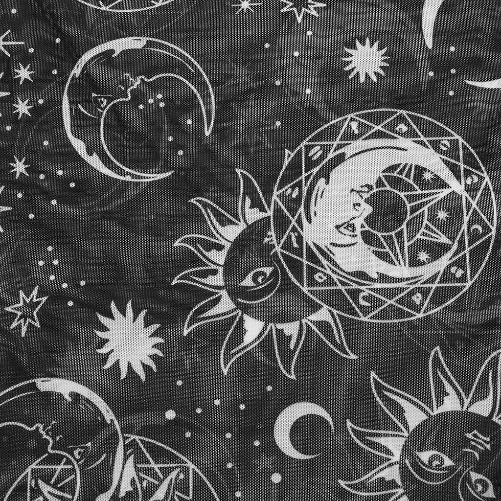 OT-873TDF Gothic T-Shirts Sheer Celestial Moon Stars High Neck Top - Image 7