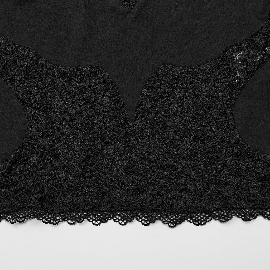 OT-874TDF Gothic Shirts Off-Shoulder Lace Patchwork Cropped Top Elegant - Image 27