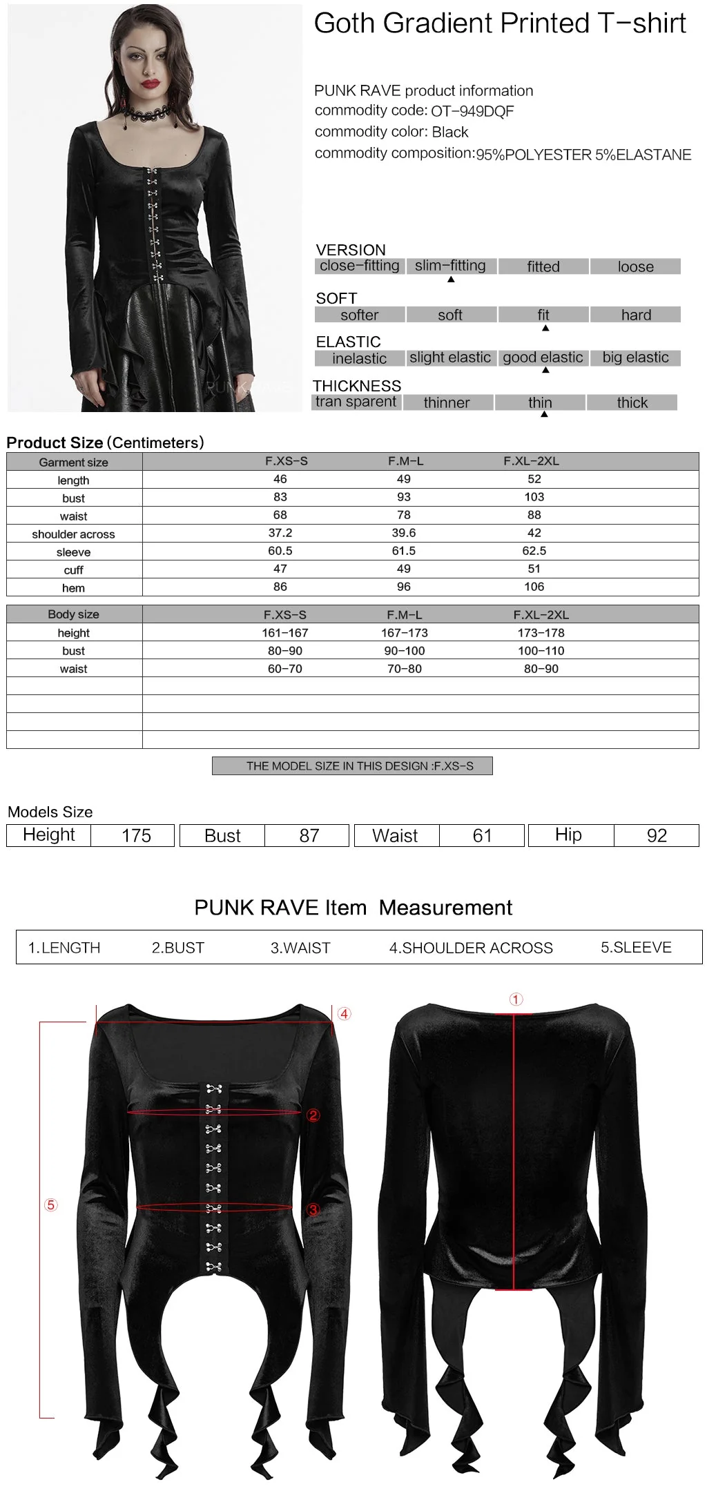 OT-949DQF Velvet Gothic Shirts Green Corset Style Long Sleeve Blouse - Image 131