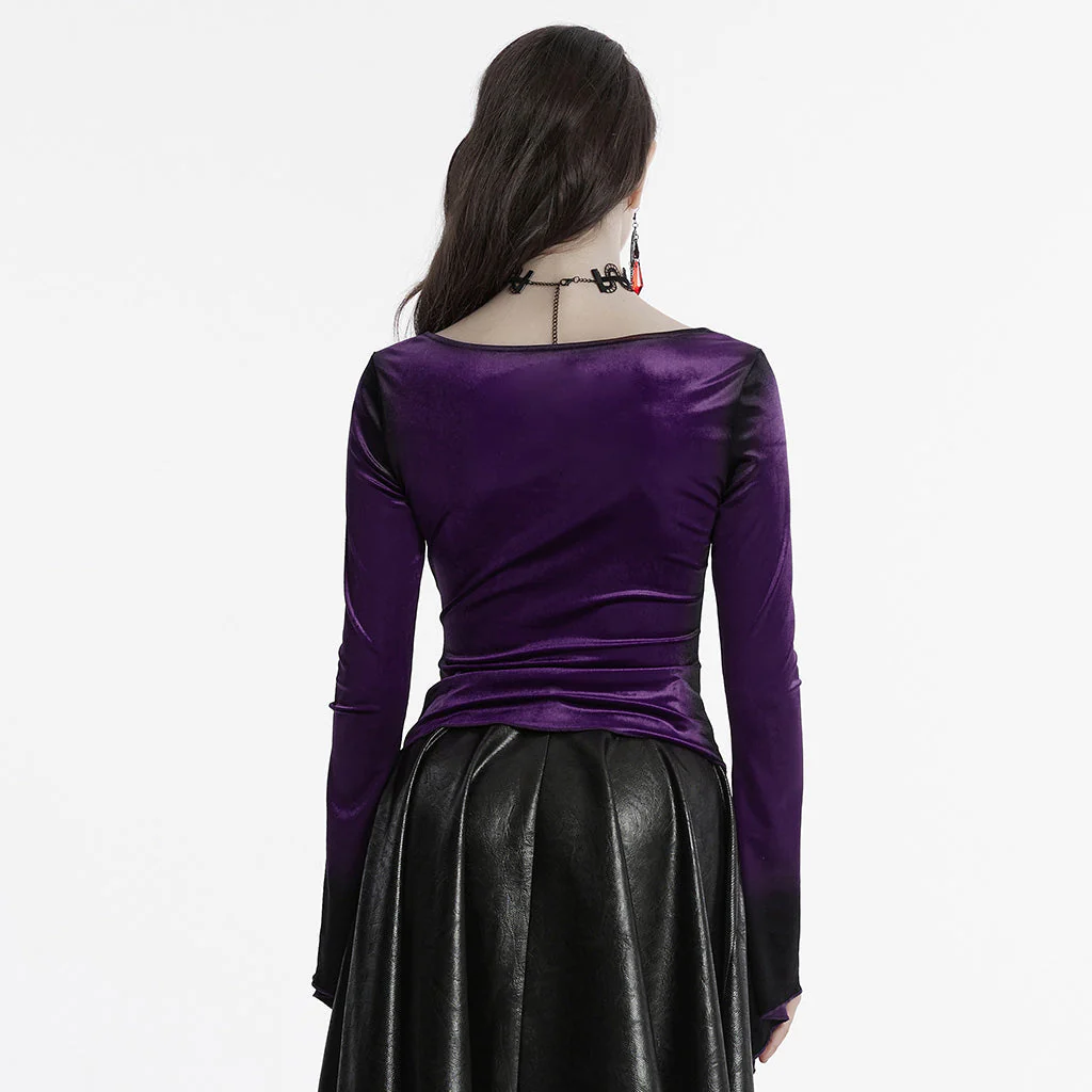 OT-949DQF Velvet Gothic Shirts Green Corset Style Long Sleeve Blouse - Image 157
