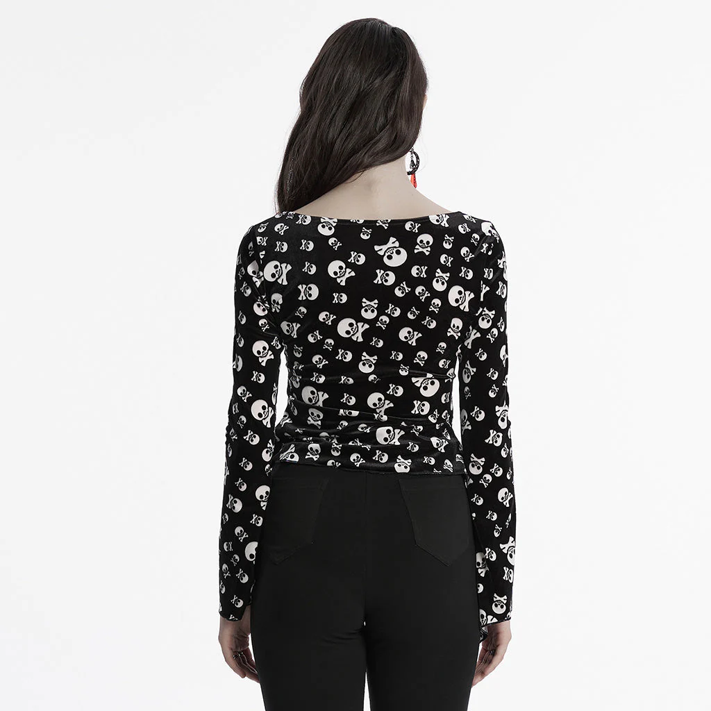 OT-949DQF Velvet Gothic Shirts Green Corset Style Long Sleeve Blouse - Image 166