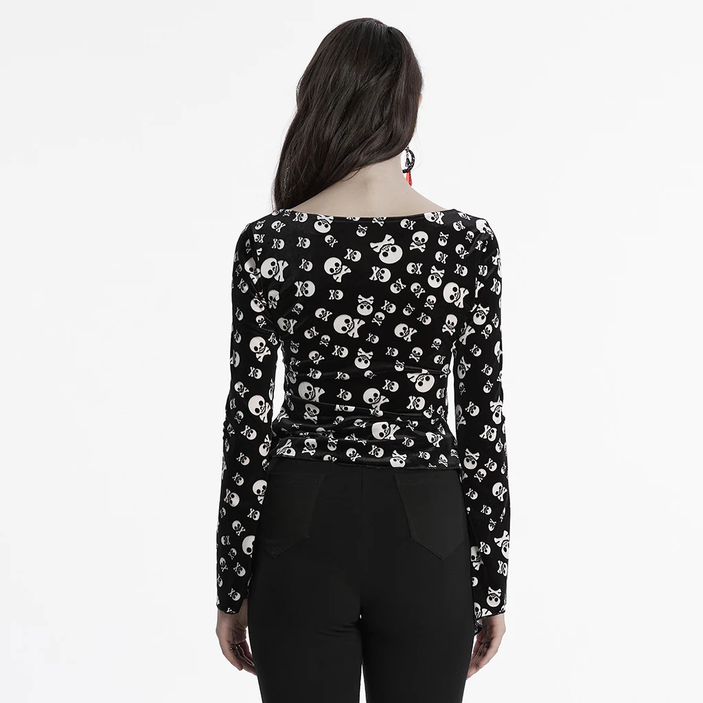OT-949DQF Velvet Gothic Shirts Green Corset Style Long Sleeve Blouse - Image 55