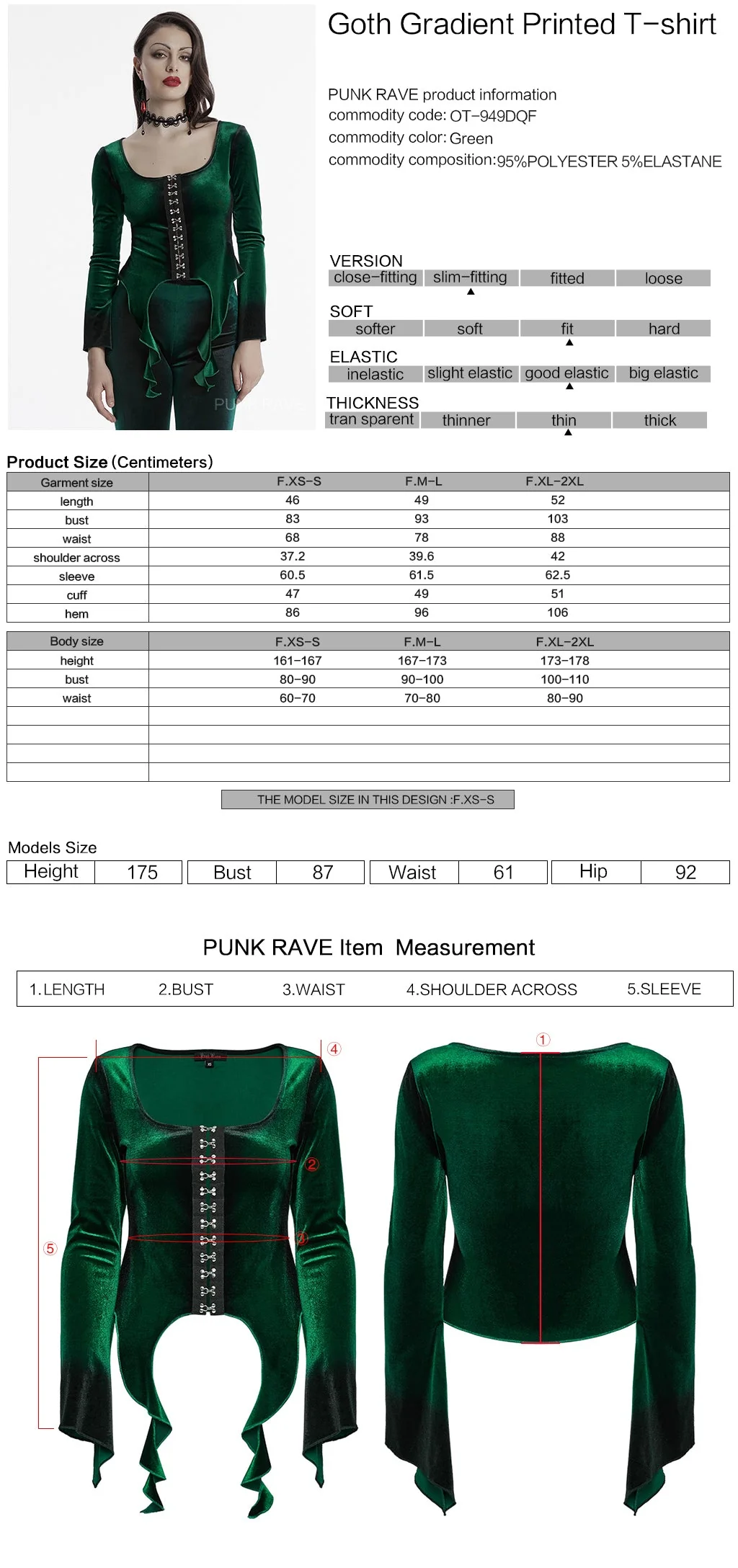 OT-949DQF Velvet Gothic Shirts Green Corset Style Long Sleeve Blouse - Image 61