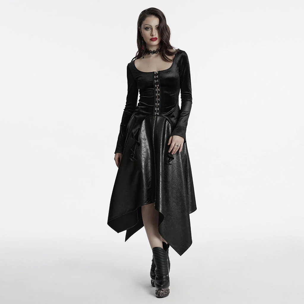 OT-949DQF Velvet Gothic Shirts Green Corset Style Long Sleeve Blouse - Image 77