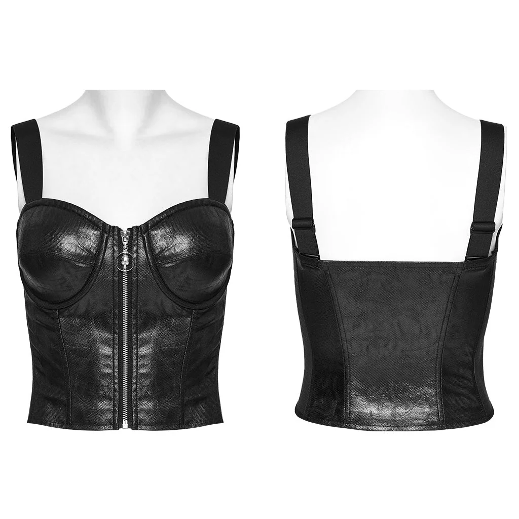 OT-950BXF Plaid Punk Vests Front Zipper Design Adjustable Straps Stylish Top - Image 37