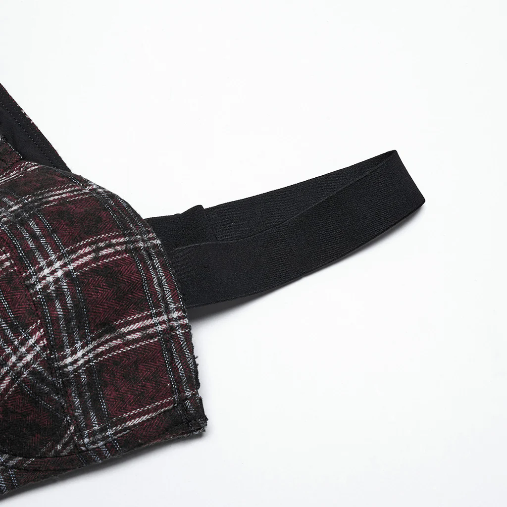 OT-950BXF Plaid Punk Vests Front Zipper Design Adjustable Straps Stylish Top - Image 8