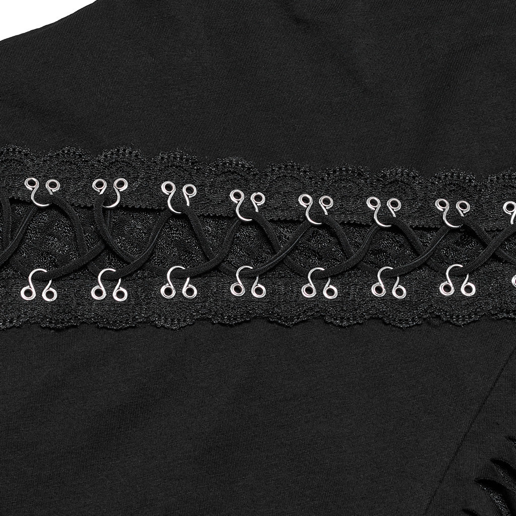 OT-952TCF Edgy Asymmetrical Cutout Rivet Punk T-Shirts Fashion - Image 8