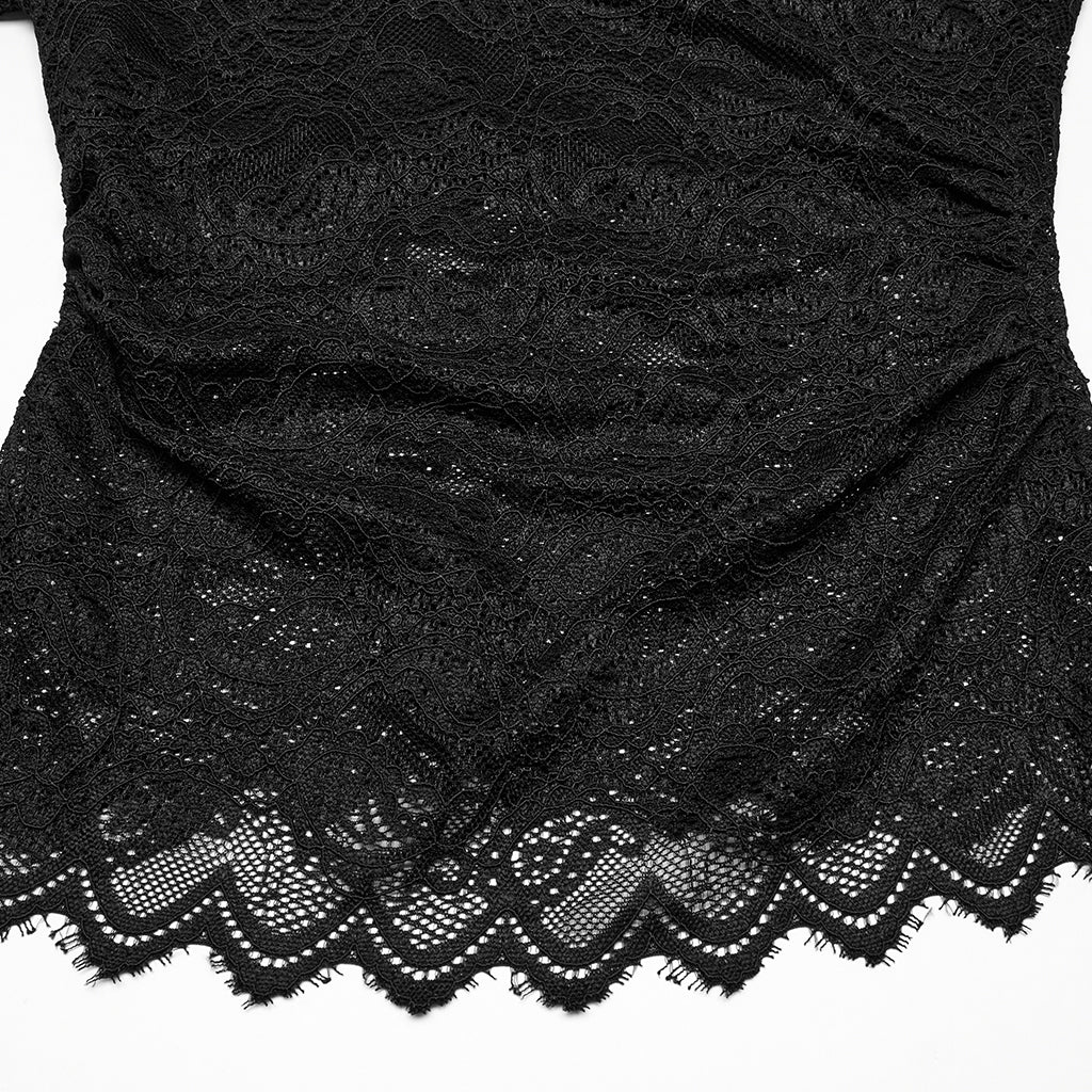 OT-963TCF Gothic Lace T-Shirts Vintage Black Long Sleeve Elegance - Image 10